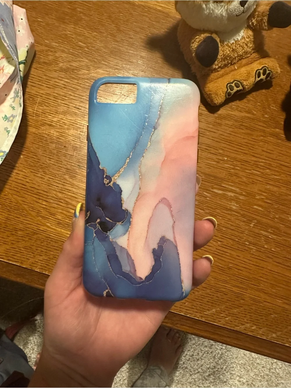 Abstract Blue Pink Marble Phone Case - Unbranded